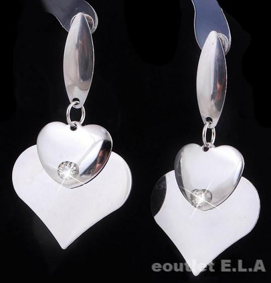 6 pcs X DOUBLE HEART STAINLESS STEEL EARRINGS 51mm